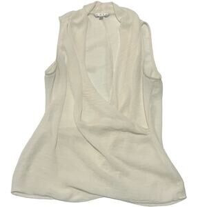 CAbi Deep V Sleeveless Blouse Cream Size Medium